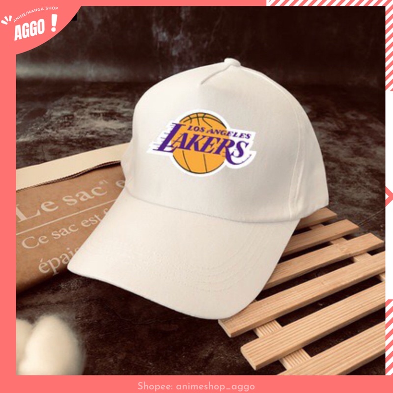 Mũ lưỡi trai bóng rổ Lakers Đen Trắng