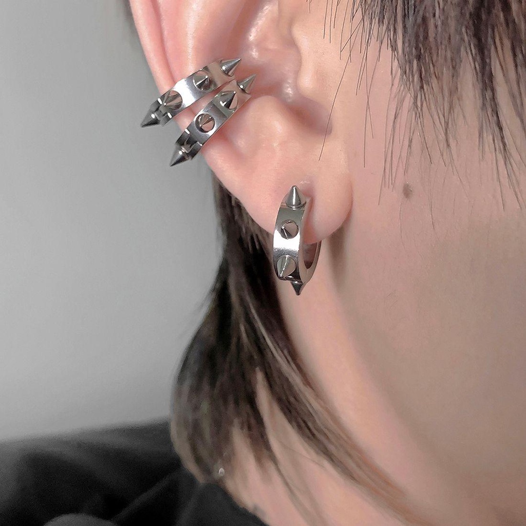 FORBETTER Khuyên Kẹp Vành Tai Tròn Phong Cách Punk Cổ Điển Cho Nam Và Nữ