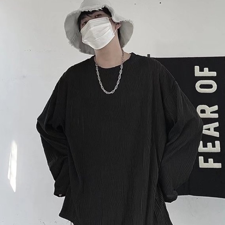 Áo thun  tay dài nữ cổ tròn dáng rộng màu sắc đơn giản phong cách Hàn Quốc cho nam áo thun cổ tròn 2022 thời trang bigsize áo kiểu tay dài