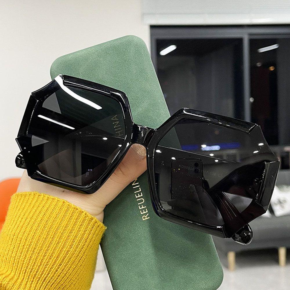 Kính Mát Gọng Lớn Hình Học Màu Sắc Tương Phản Phong Cách Hàn Quốc Thời Trang Cho Nam Và Nữ