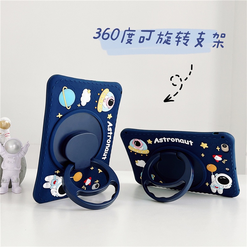 Bao Da Máy Tính Bảng Cho ipad Mini 1 2 3 4 5 7.9" ipad Mini6 8.6inch 360° Vỏ Bảo Vệ Hộp Sạc Tai Nghe Airpods Hình Phi Hành Gia Xinh Xắn Kèm Dây Đeo Vai Tiện Dụng