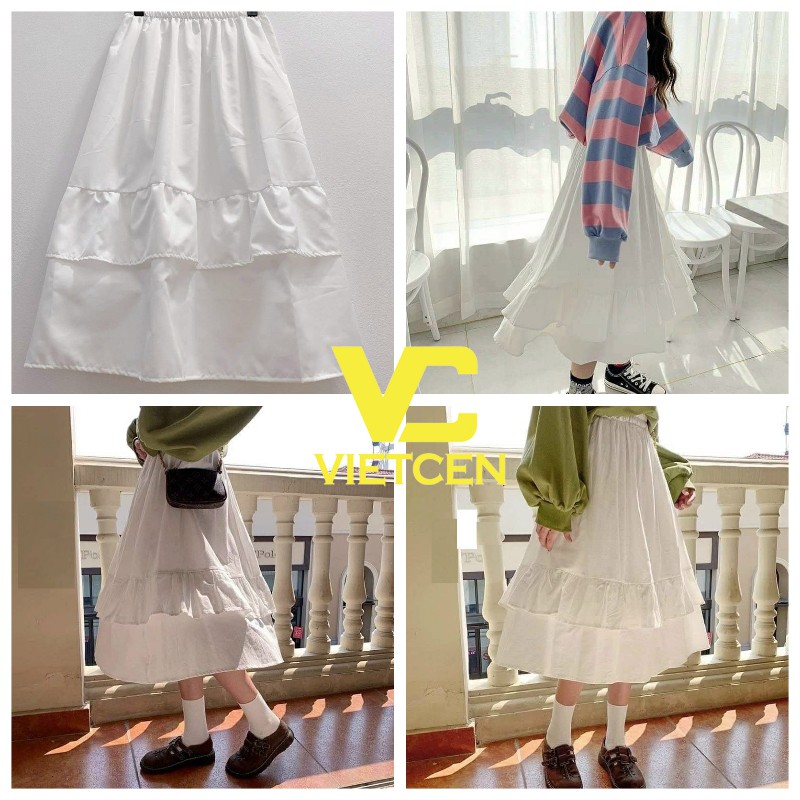 [ Mã FAMAYWA giảm 10K đơn 50K] Chân Váy Dài Nữ Vintage 2 Tầng Ulzzang Hot Trend - VIETCEN
