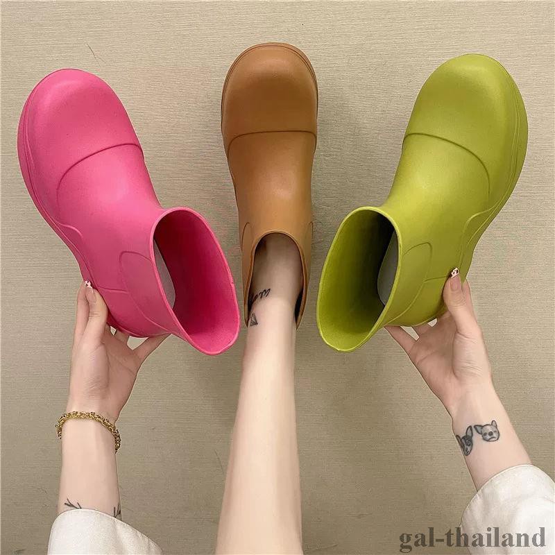 Tikp Giày bốt đi mưa chống thấm nước thời trang cho nữ 5 màu size 36-41