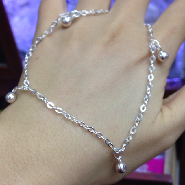 Lắc chân treo quả tròn bạc ta