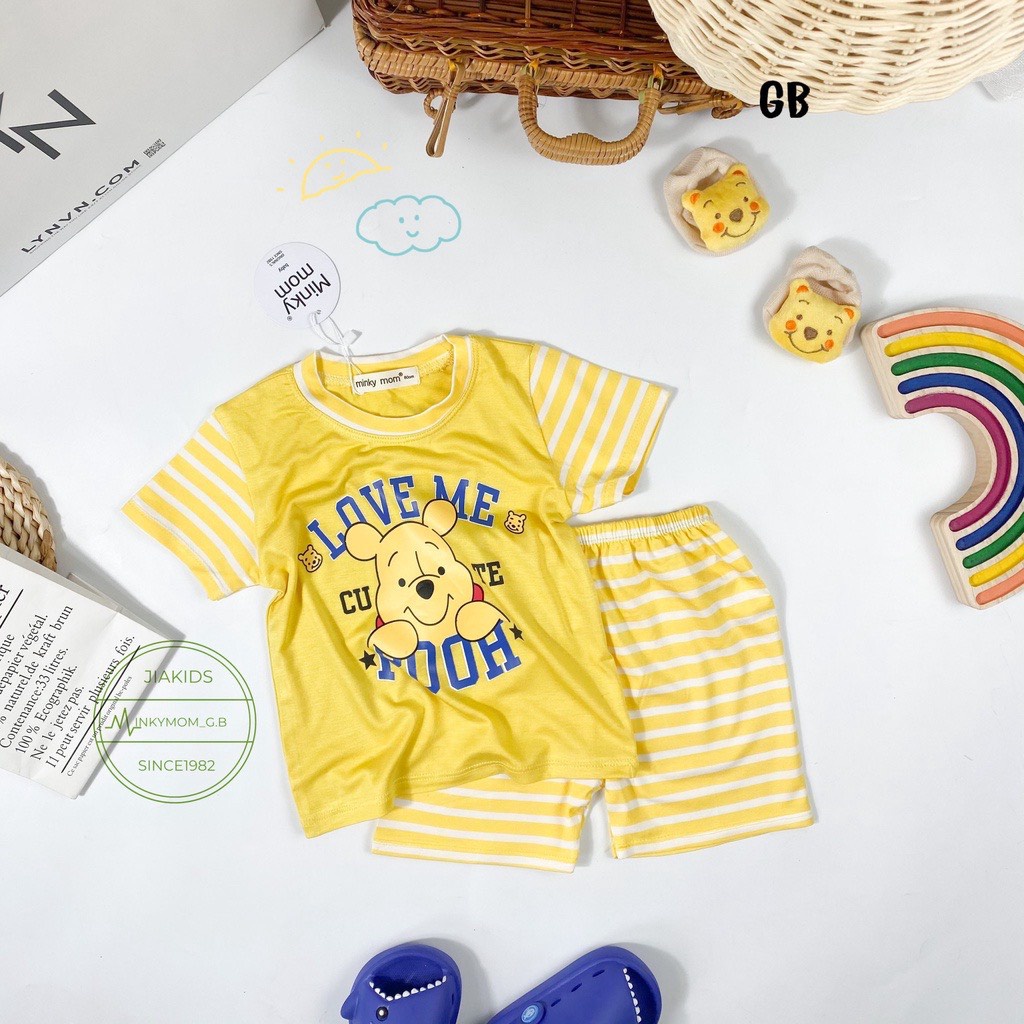 [SALE] Bộ Quần Áo Bé Gái, Bé Trai Minky Mom Vải Thun Lạnh In Chữ LOVE ME Cổ Viền, Bộ Cộc Tay Cho Bé Mặc Nhà MKM2222