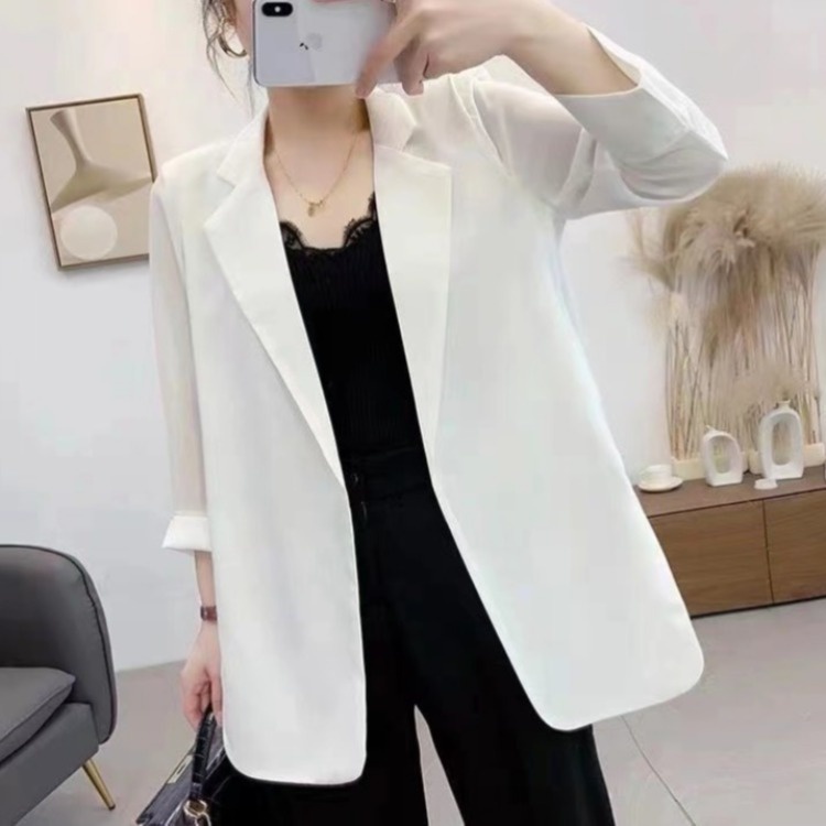 Áo Khoác Vest Chất Liệu Chiffon Mỏng Màu Trắng Thời Trang Mùa Hè Cho Nữ