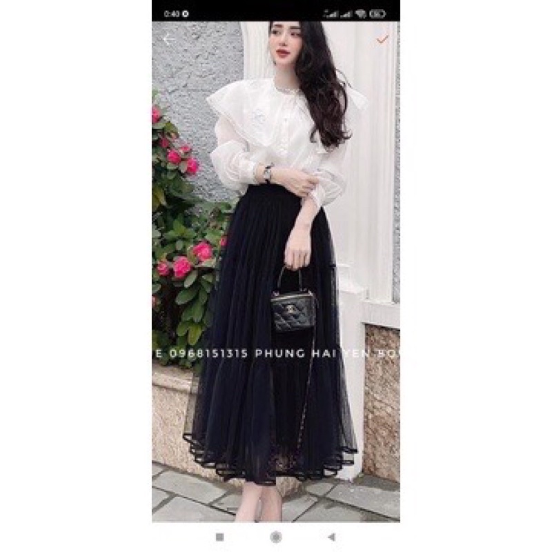 Áo ren tơ mix chân váy dài siêu xinh( xả hàng)