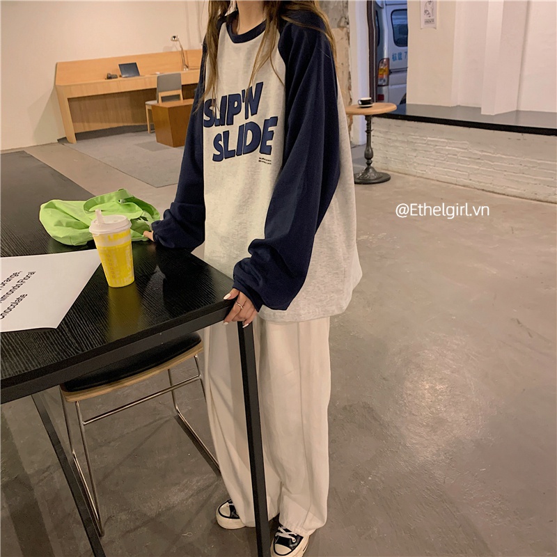 Áo thun cổ tròn dài tay phong cách cổ điển cho nữ