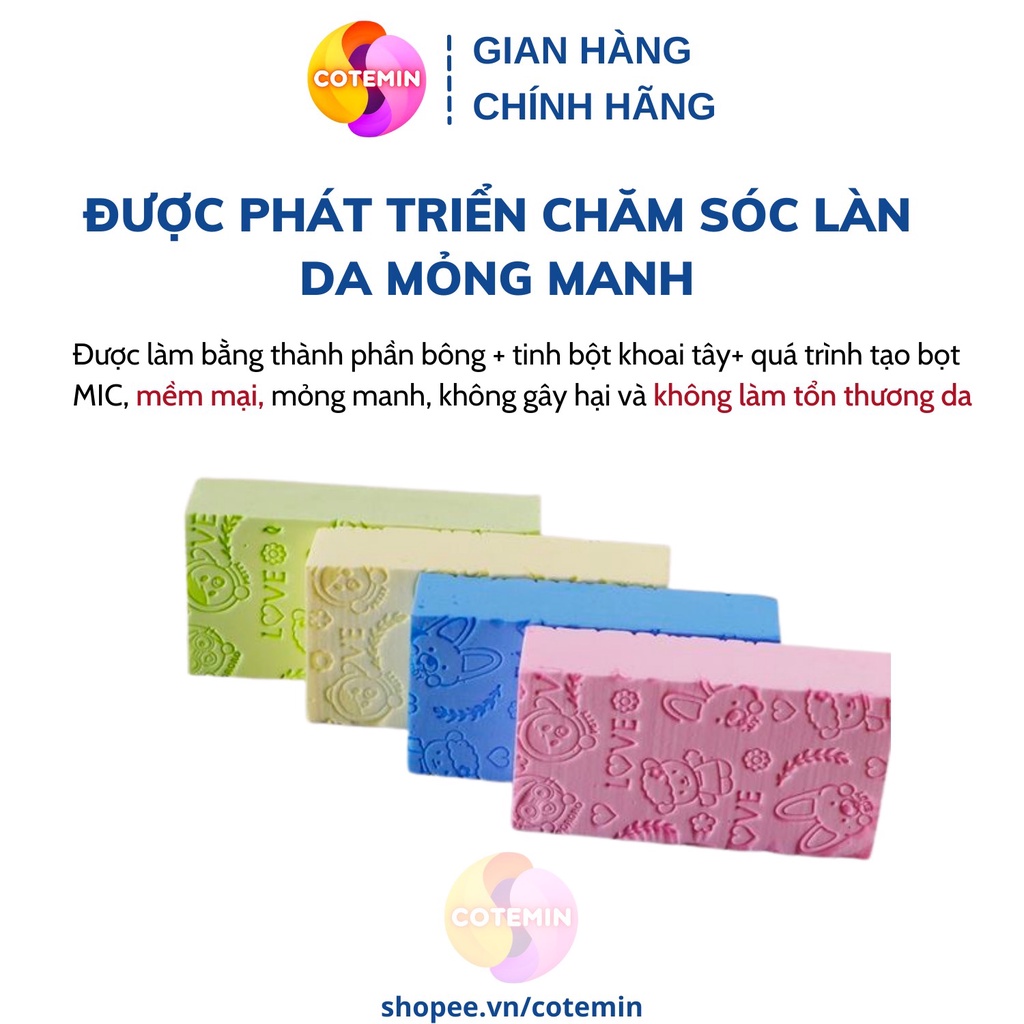 Miếng Mút Kỳ Ghét Siêu Mềm Mại Tẩy Da Chết Tạo Bọt Bảo Vệ Da Nhiều Màu Dễ Thương COTEMIN