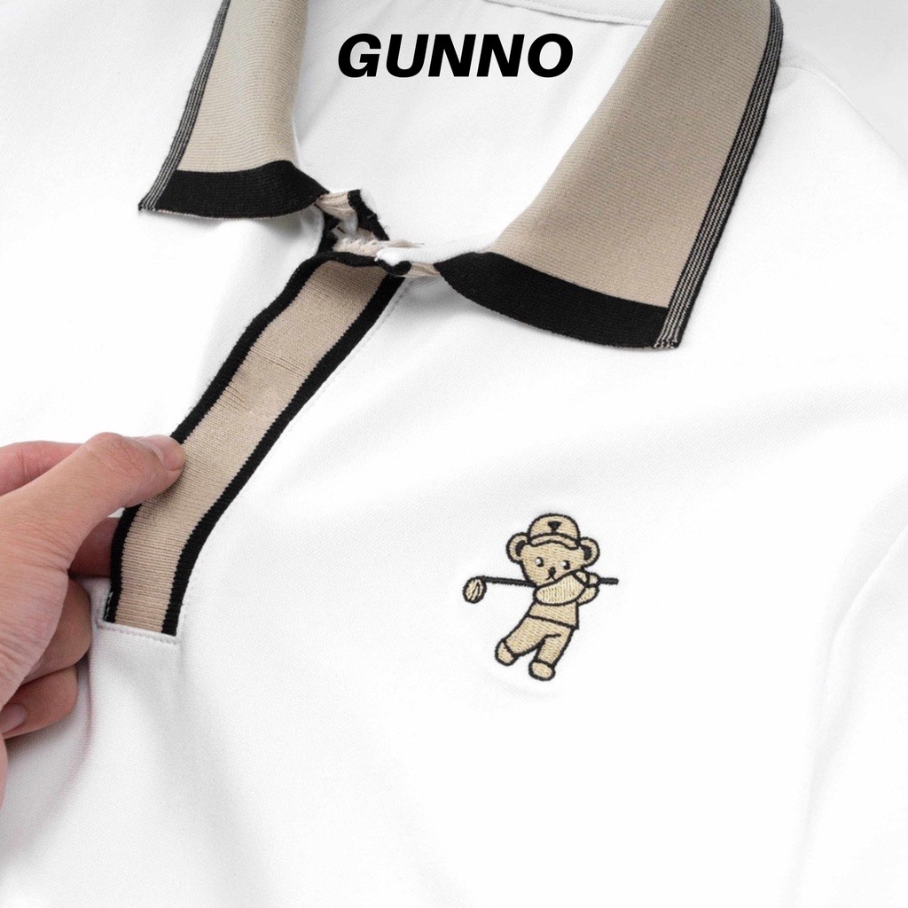 Áo polo nam GUNNO vải cvc dày dặn thấm hút nhanh bền màu không nhăn co giãn tốt logo thêu