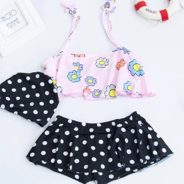 Bộ bơi bé gái 🌸Hoa xinh🌸2 mảnh kèm nón 20-28kg đồ bơi bé gai - bikini 2 mảnh | BigBuy360 - bigbuy360.vn