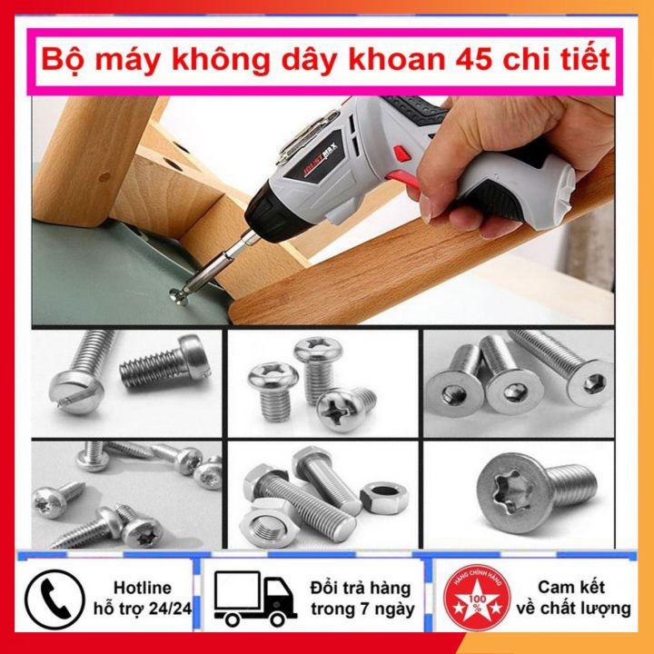 [Hàng Loại 1] Máy khoan và vặn ốc vít cầm tay mini 45 chi tiết Joust Max