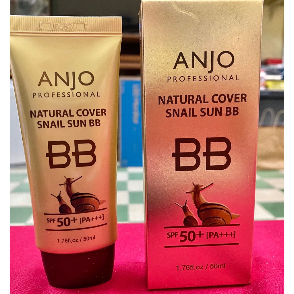 Kem Nền Anjo Natural Cover Snail Sun BB SPF50+ PA+++ 50ml Trang Điểm, Chống Nắng - Hàn Quốc