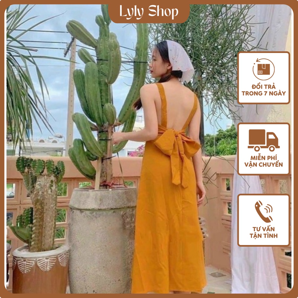 Đầm midi cột nơ lưng