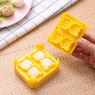 Set 4 khuôn ép cơm hình gấu mini dễ thương (kèm 2 khuôn dập rong biển)