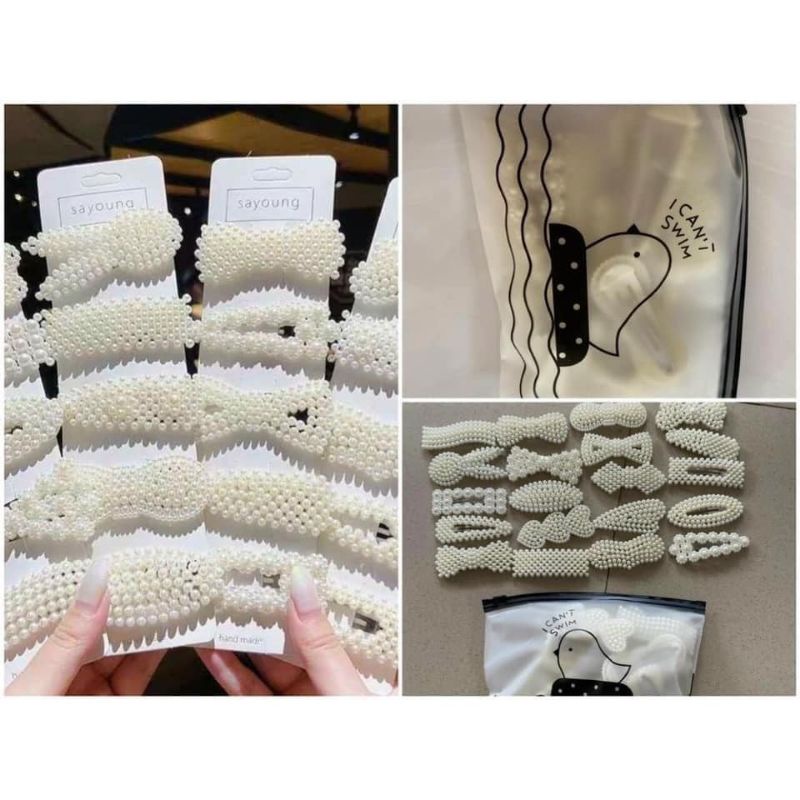 Kẹp tóc ngọc trai combo 20 chiếc kèm túi zip , kẹp tóc giá rẻ phong cách thời trang Hàn Quốc siêu xinh.