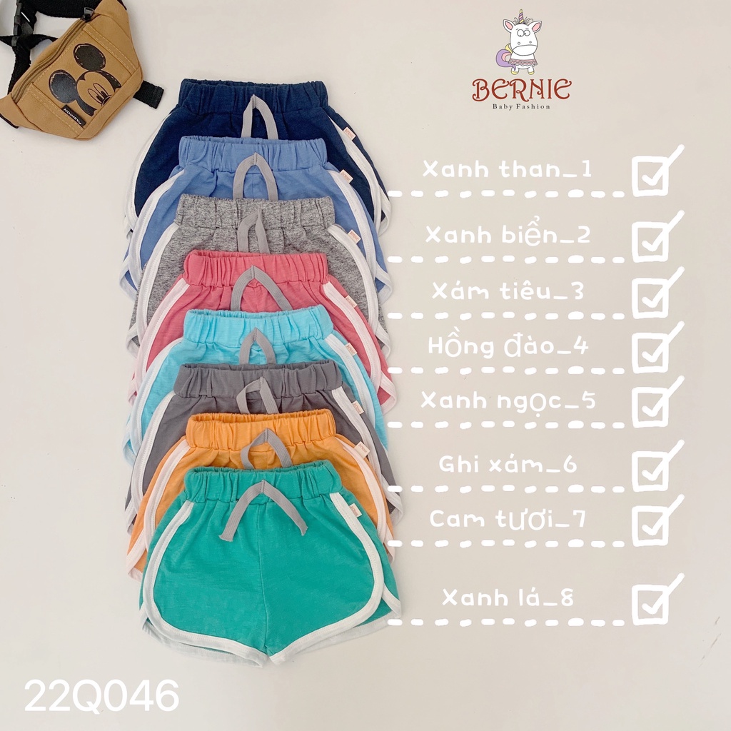 Quần đùi, quần sooc unisex cotton cho bé, quần sóc ngắn cho bé Bernie