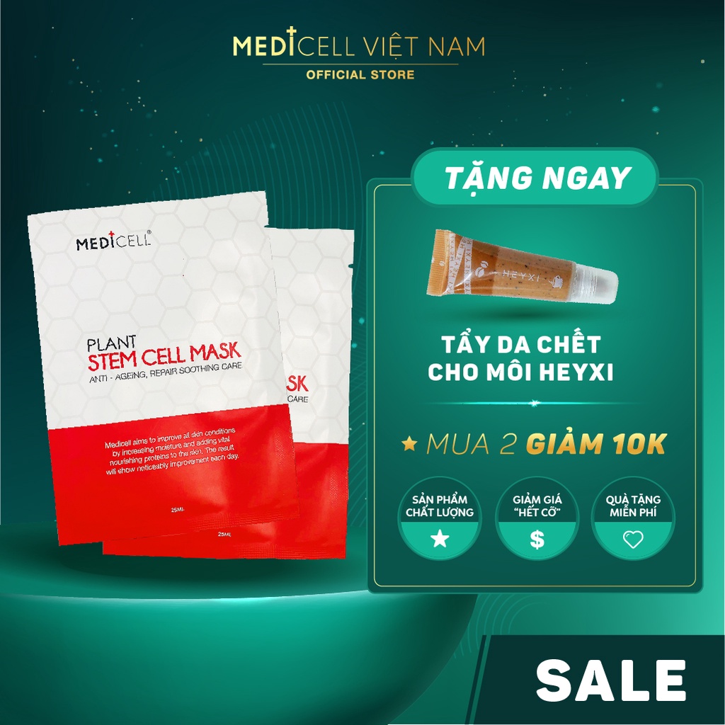 Mặt nạ tế bào gốc Medicell, tái tạo, phục hồi, cấp ẩm và dưỡng căng bóng cho da - combo 2 Miếng
