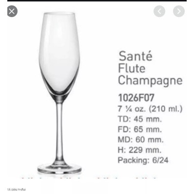 Ly Thủy Tinh Ocean Santé Flute champagne 210ml  , Nhập Khẩu Thái Lan
