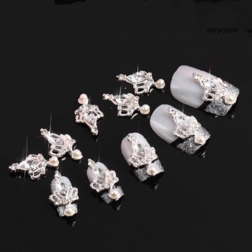 10 hộp đá đính trang trí móng tay hình vương miện 3D thời trang