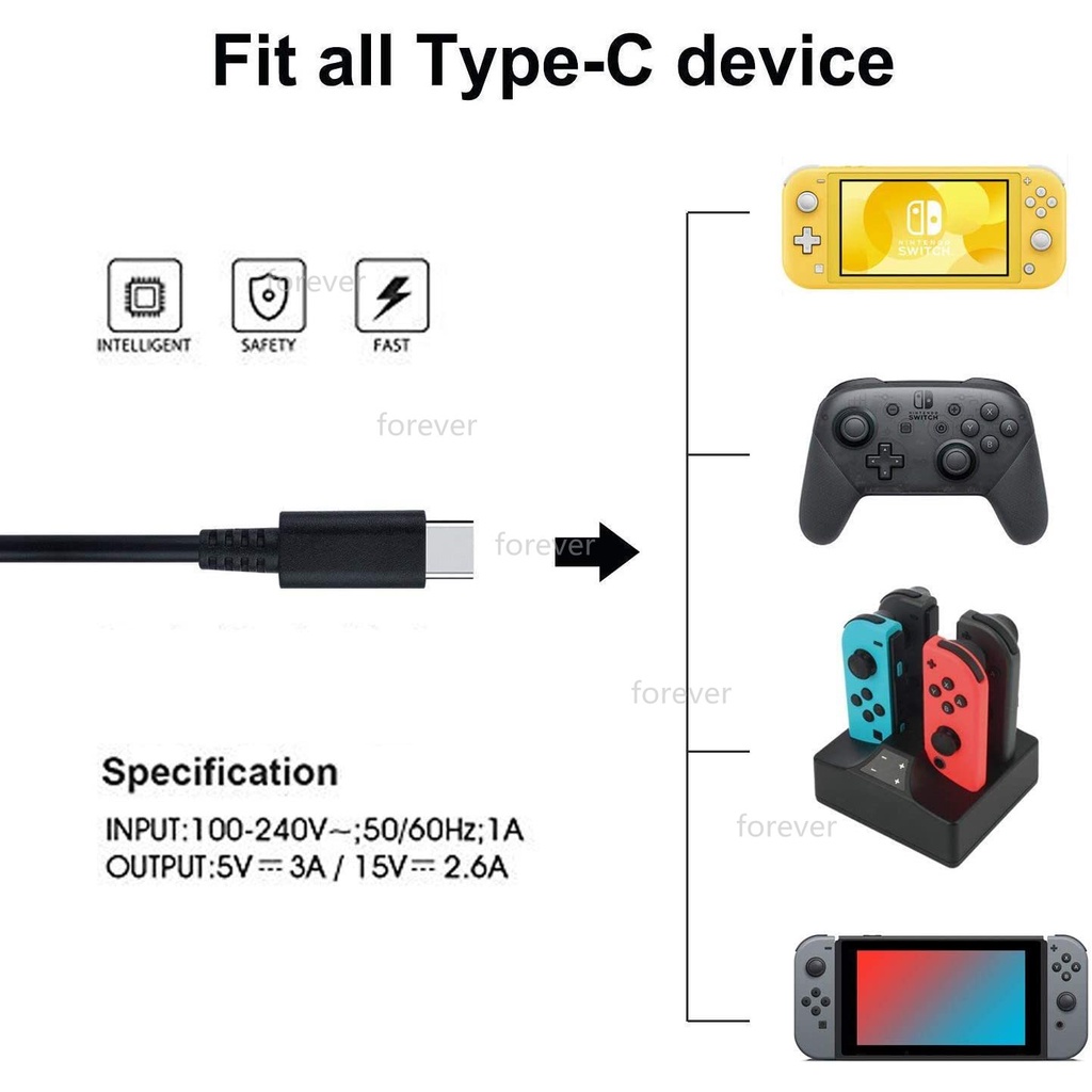 Bộ sạc nhanh 15v/ 2.6a dành cho Nintendo Switch