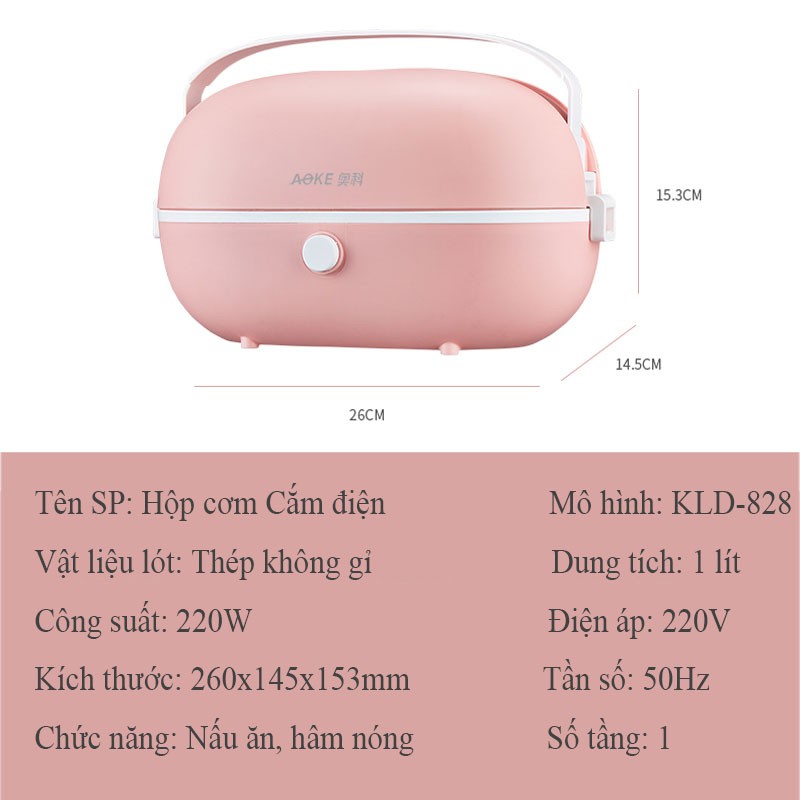 Hộp cơm nấu và hâm nóng thức ăn cắm điện thông minh, Nồi cơm điện mini văn phòng đa chức năng, nhỏ gọn tiện lợi VT268