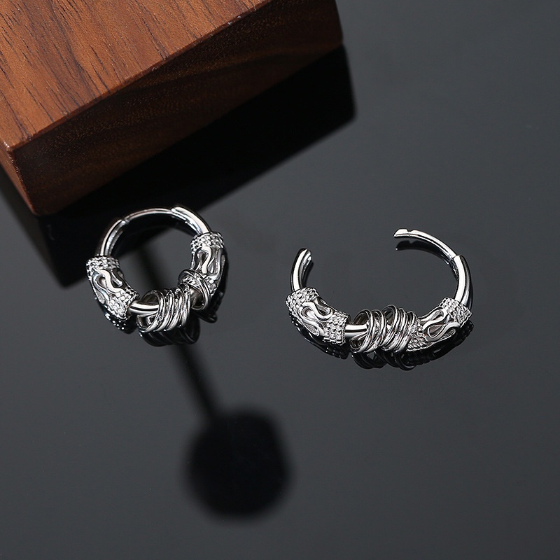 Khuyên tai nam nữ unisex tròn dạng xỏ Asta Accessories màu bạc đen đơn giản đẹp - HT Orn Earring