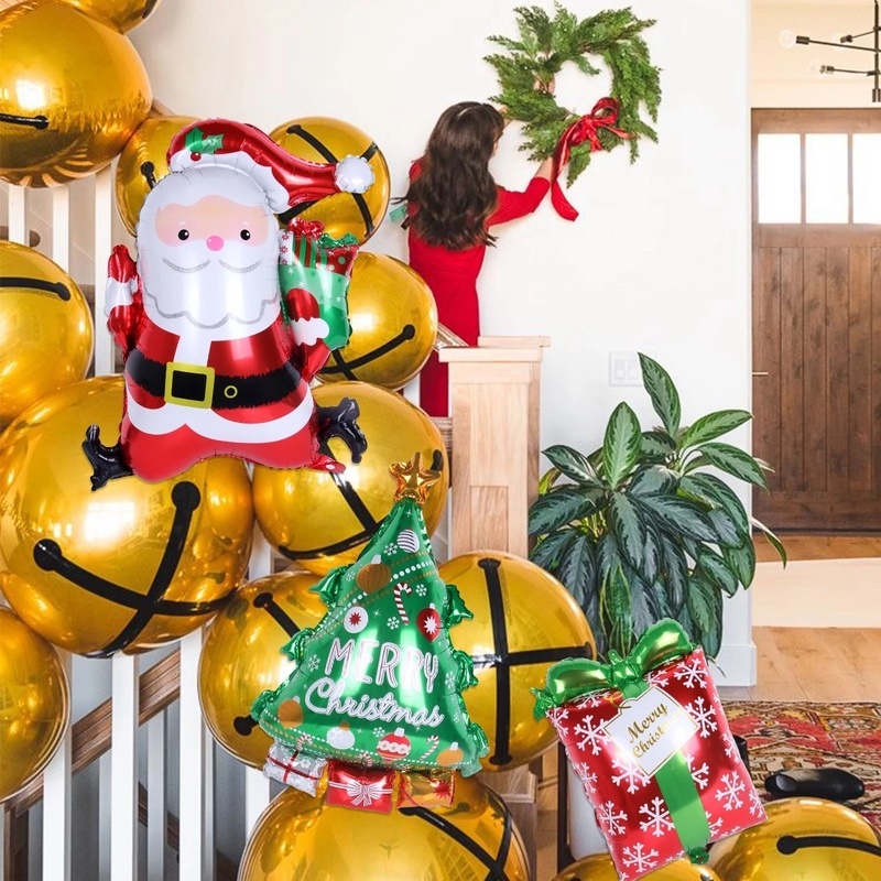 Bong bóng lá nhôm hình ông già Noel hoạt hình trang trí nhà cửa dịp giáng sinh chất lượng cao