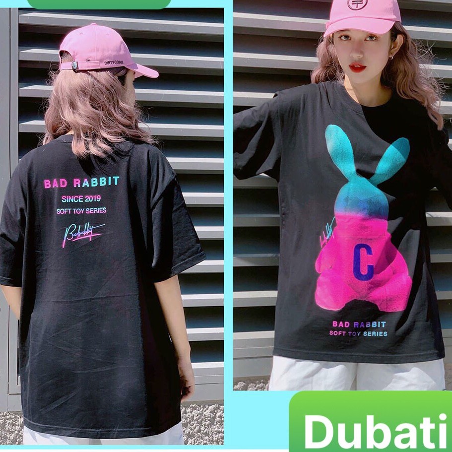 ÁO PHÔNG, ÁO THUN NAM NỮ FROM RỘNG TAY LỠ IN HÌNH THỎ C SIÊU XINH - DUBATI FASHION