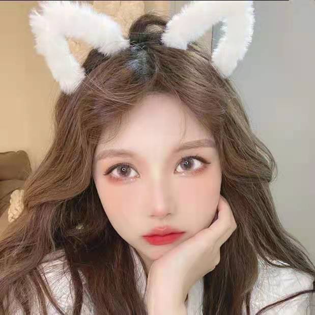 Cài tóc vải ren phối tai mèo retro thời trang