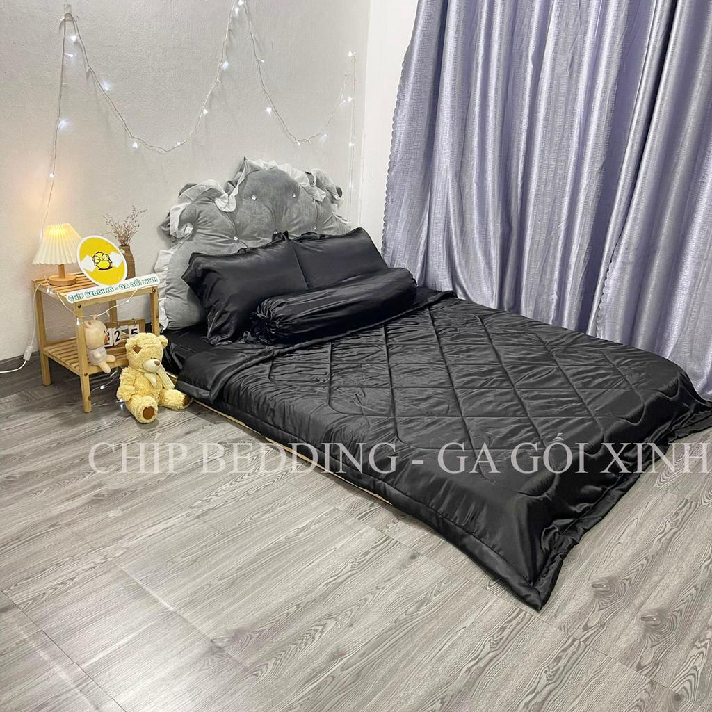 TRỌN BỘ DRAP PHI LỤA THÁI TUẤN HÀNG LOẠI 1 - ĐEN - ĐỦ KÍCH THƯỚC( ẢNH THẬT SHOP CHỤP)