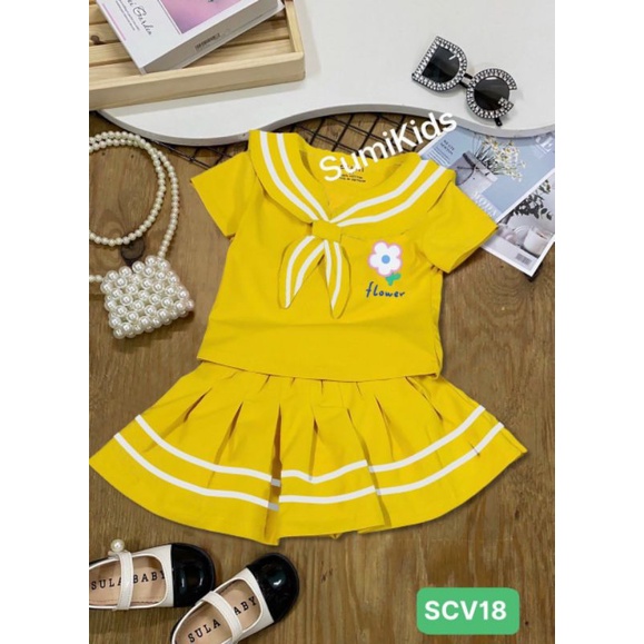 Bộ thun kiểu thủy thủ cho bé gái xịn xò size 20kg-45kg