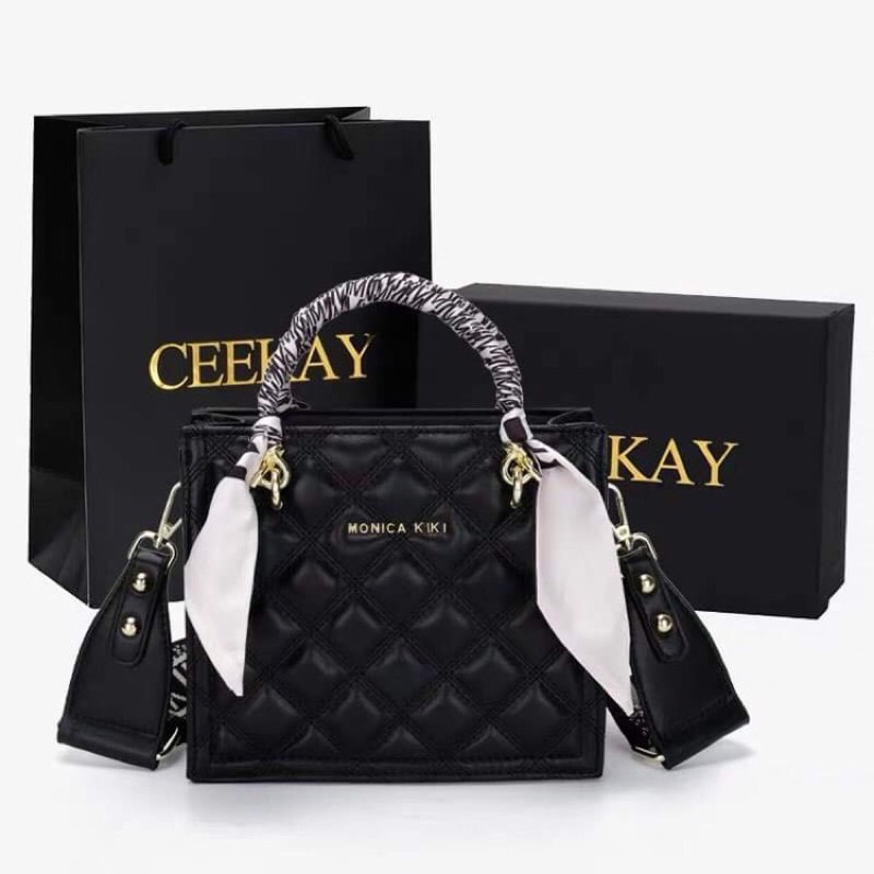 Túi CEEKAY tay cầm kèm khăn , dây đeo dài bản to sang chảnh