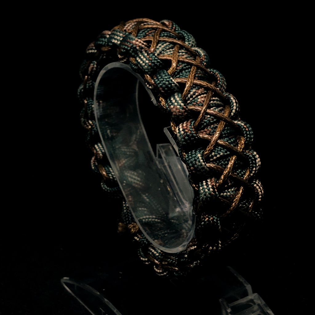 Vòng tay paracord custom cobra camo peacock mix minicord nâu tối