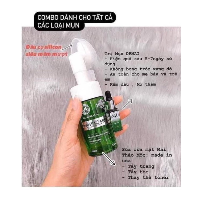 [Hàng Chính Hãng] Combo Sữa Rửa Mặt + Dr Mai Hỗ Trợ Giảm Mụn Mờ Thâm