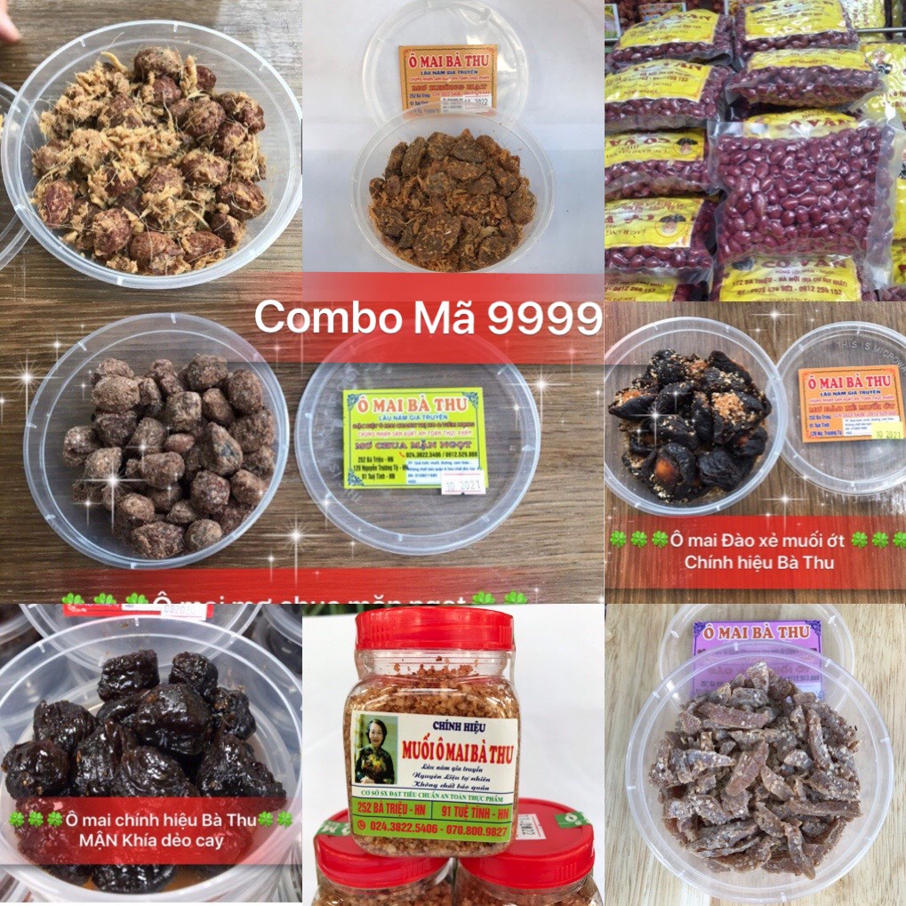 COMBO MÃ 9999 gồm 01 lọ muối 100 gam, 2 lạc đỏ 100 gam, 6 hộp ô mai Bà Thu, đặc sản ngon số 1 Hà Nội, quà vặt siêu ngon