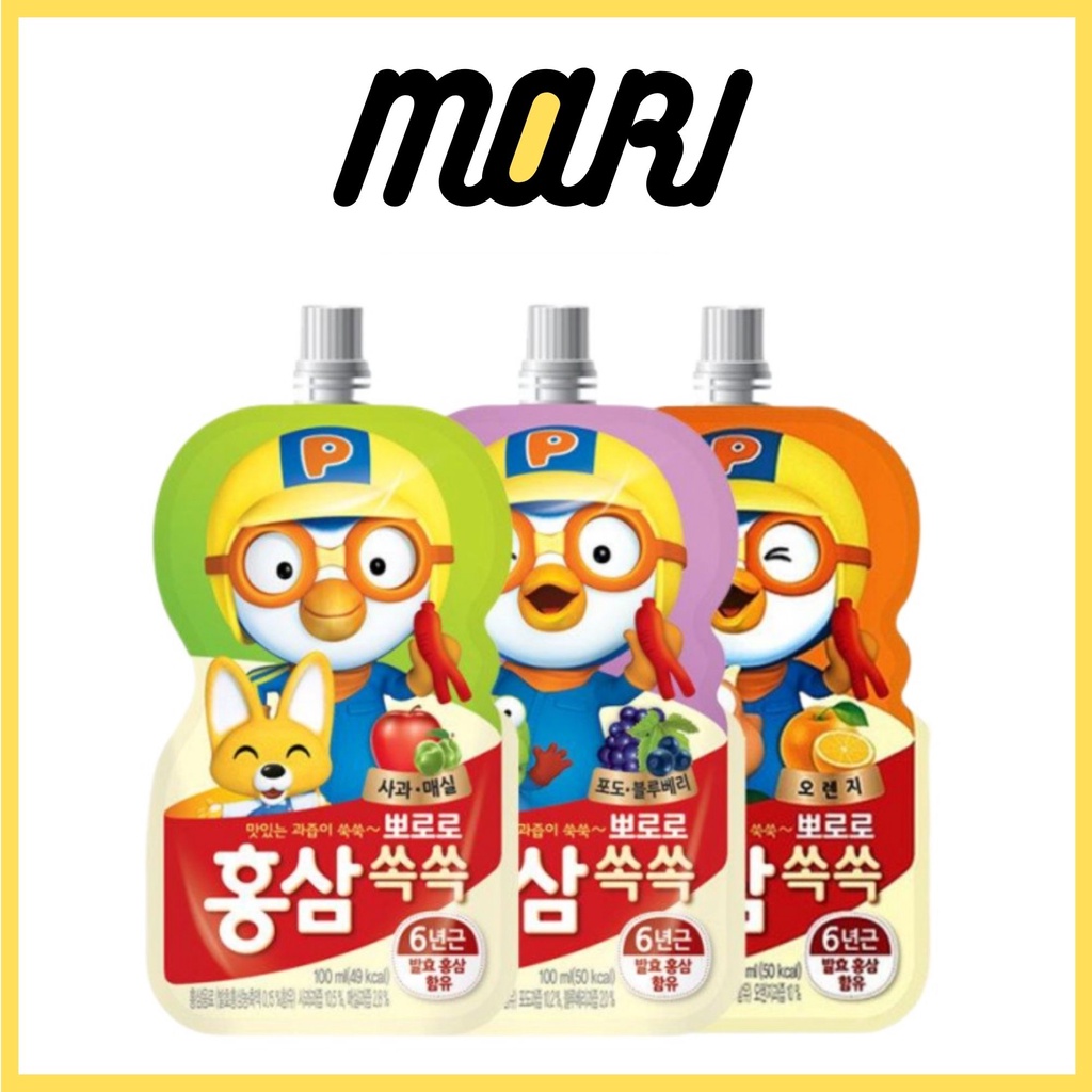 Nước uống Pororo hồng sâm Paldo 3 vị 100ml