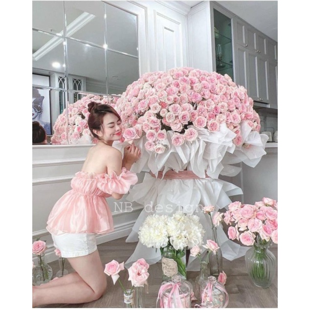 sét bộ voan bẹt vai tay lỡ xinh GB04078