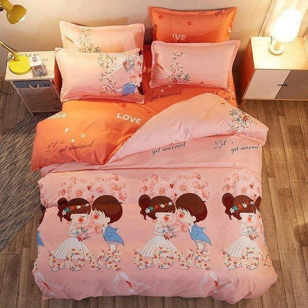 Bộ chăn ga gối Hàn Quốc cô dâu