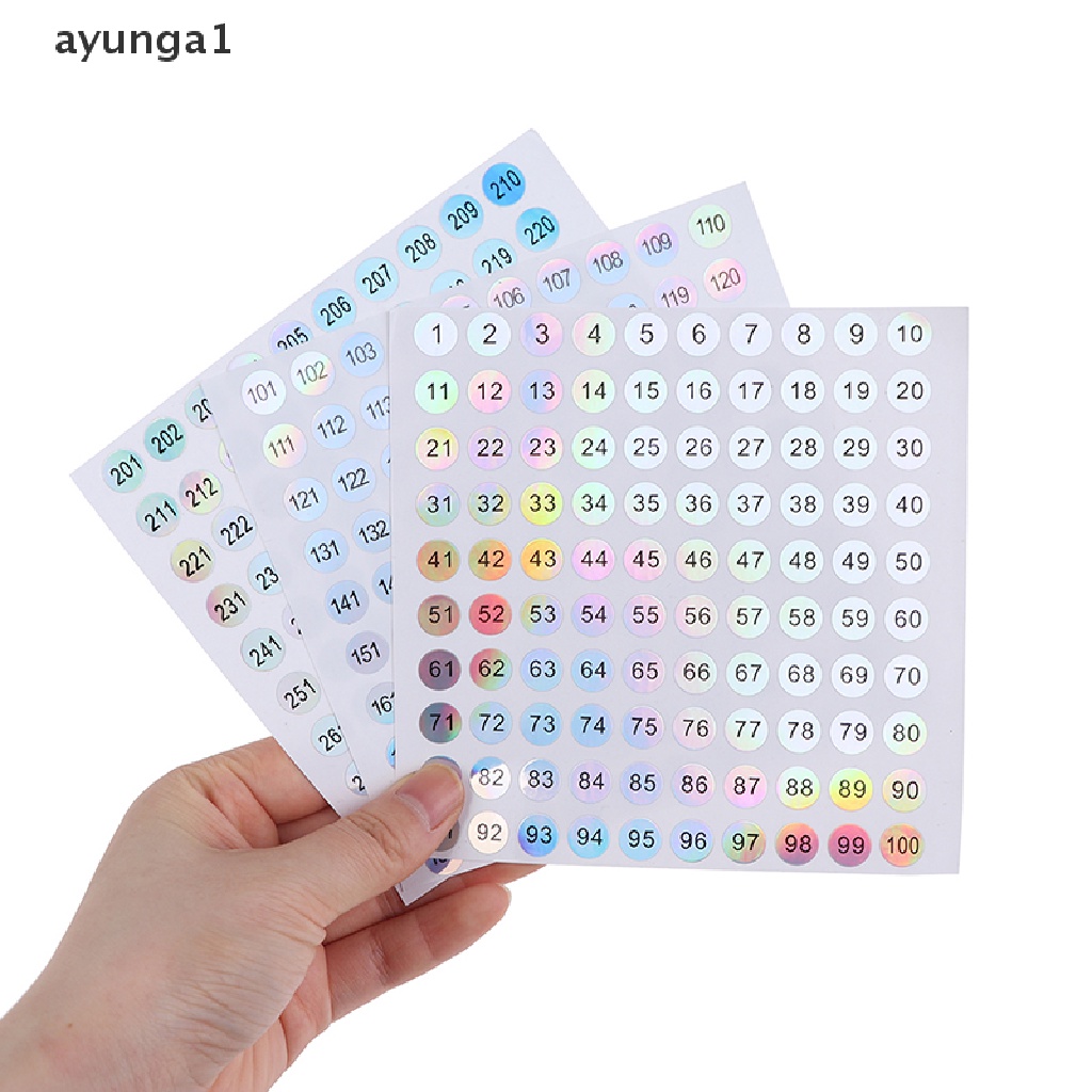 [ayunga1] Waterproof Number 1-300 Laser Labels Stickers Nail Polish Lipstick Number Tags [new]