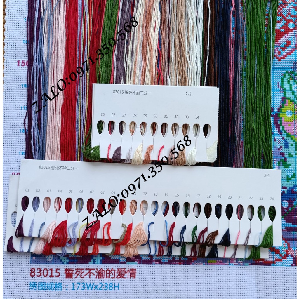 Tranh thêu kín  Bình hoa hồng đỏ 83015-50x65cm