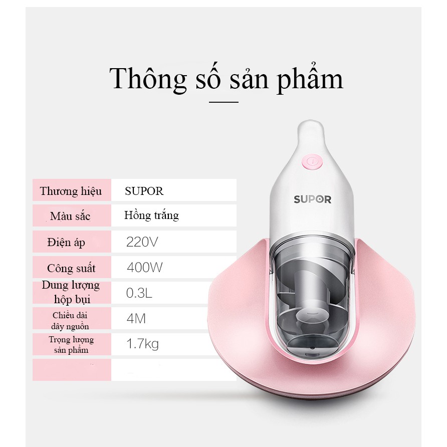 Máy hút bụi diệt khuẩn khử trùng bằng tia UV, tia cực tím SUPOR VCS35A-04 (cao cấp)