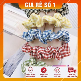 [FREESHIP - HÀNG LOAI 1] Cột tóc, buộc tóc vải Scrunchies Caro mini