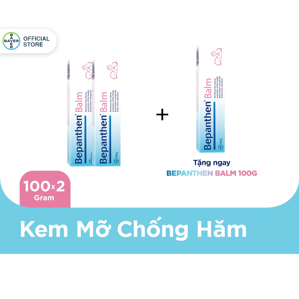 Bộ 2 Kem Chống Hăm Bepanthen Balm Dạng Kem Mỡ - Tuýp 100G + Tặng 1 Tuýp Bepanthen 100G