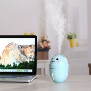 Máy Phun Sương Tạo Ẩm Mini Hình Con Mèo 3 Công Dụng Kèm Quạt Và Đèn