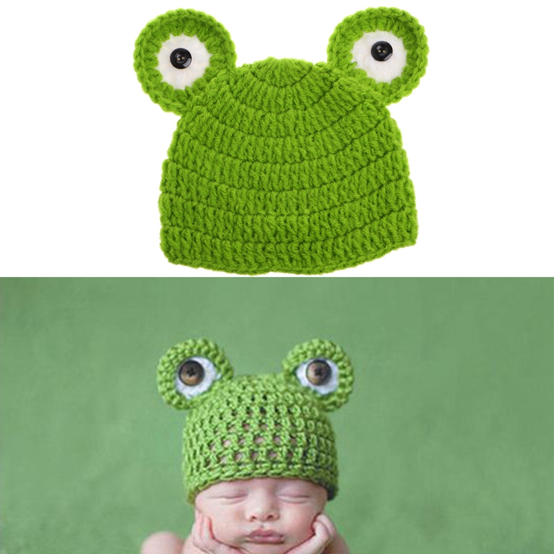 Mary☆Cute Cartoon Baby Hats Handmade Photograph Props Frog