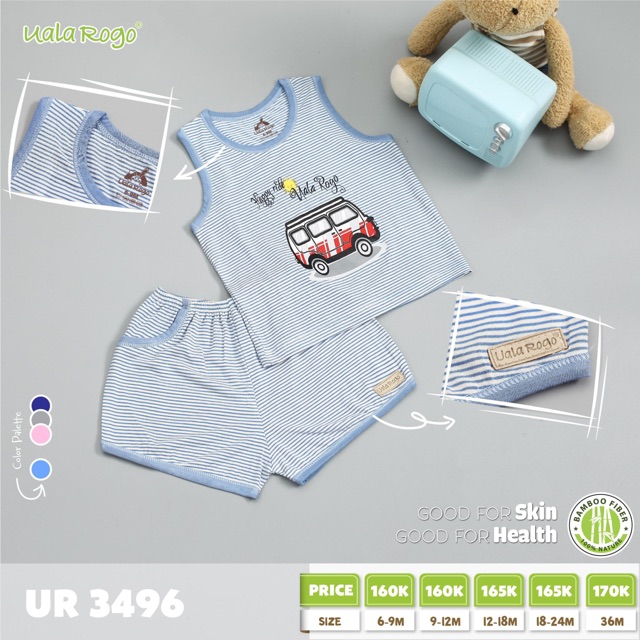 Bộ bamboo kẻ Ualarogo ur 3496