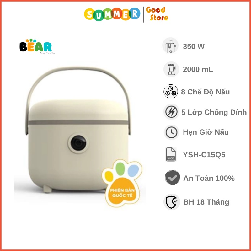 Nồi Cơm Điện Thông Minh BEAR DFB-B20A1 Dung Tích 2L Công Suất 350W - Bảo Hành Chính Hãng