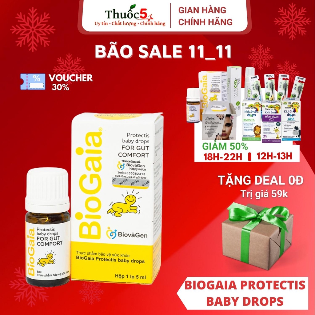 [GIÁ GỐC] Men Vi Sinh Biogaia Protectis Baby Drops Men Uống 5ml, Hộp 10 Viên Nhai