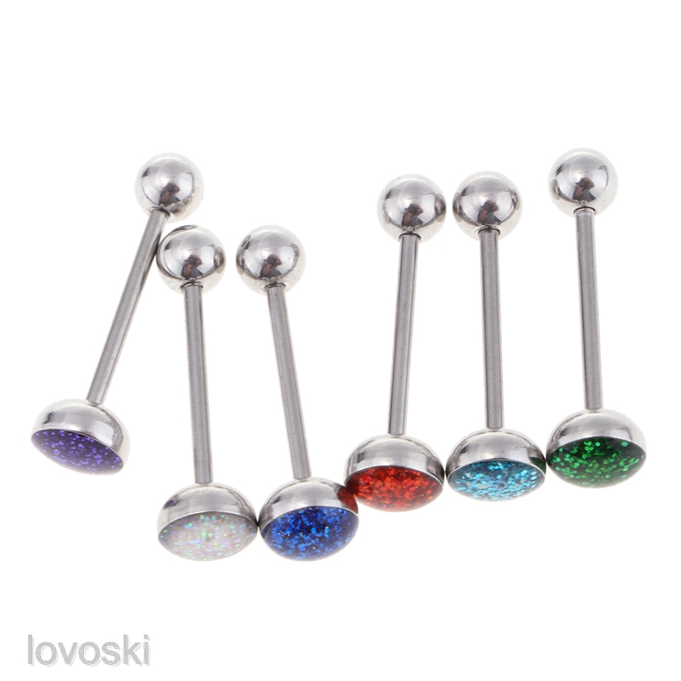 Set 6 Khuyên Rốn / Lưỡi / Môi / Lưỡi Bằng Thép Không Gỉ 14g